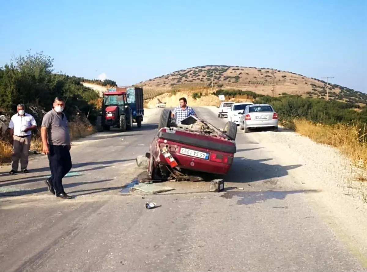 Takla atan otomobil sürücüsü yaralandı