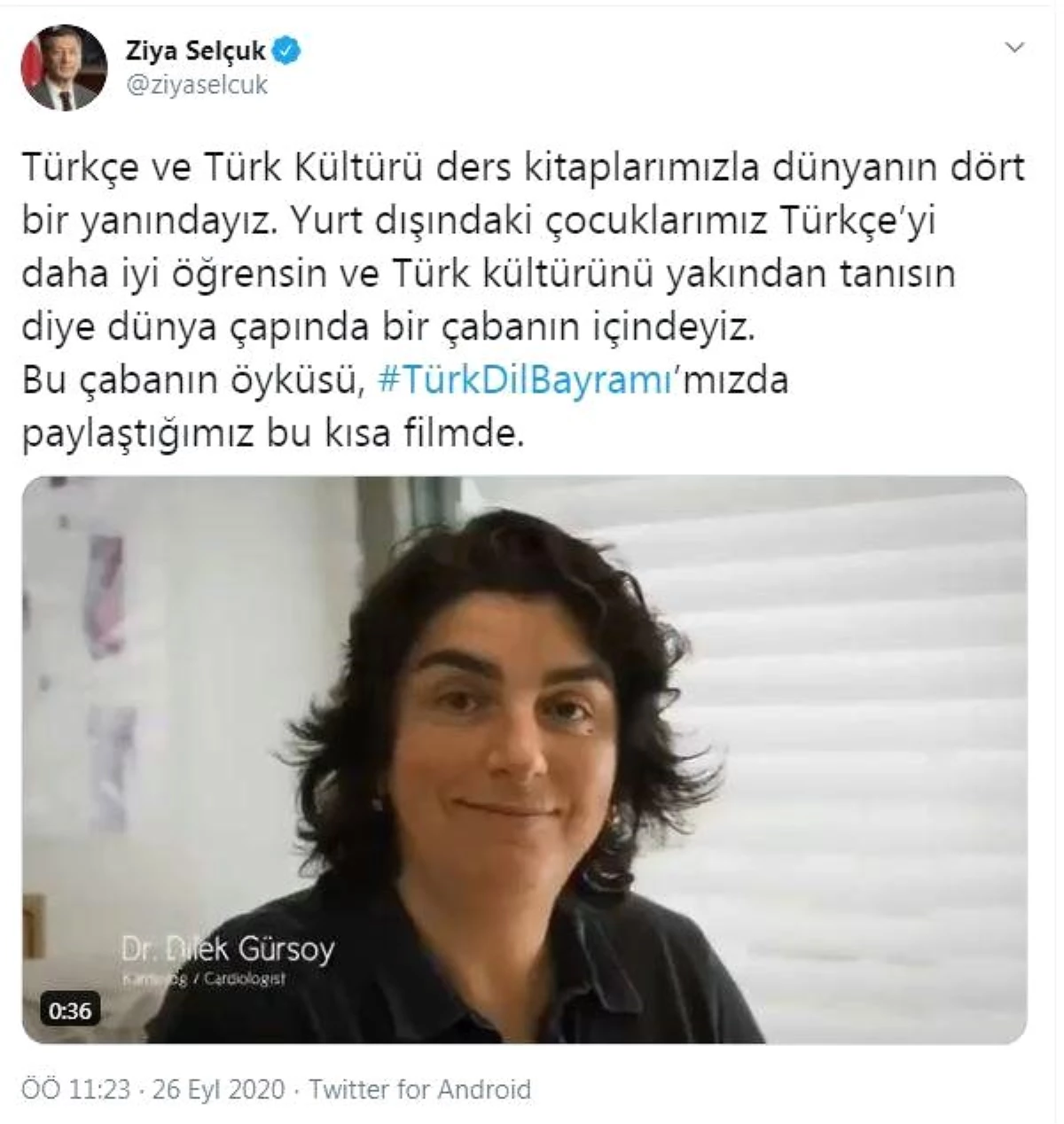 Bakan Selçuk\'tan \'Türk Dil Bayramı\' paylaşımı