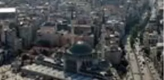 (HAVADAN GÖRÜNTÜLERLE) TAKSİM CAMİİ'NDE SONA DOĞRU; YÜZDE 80'İ TAMAMLANDI