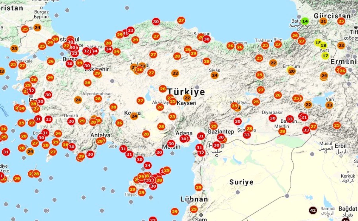 En yüksek sıcaklık Düzce\'de ölçüldü