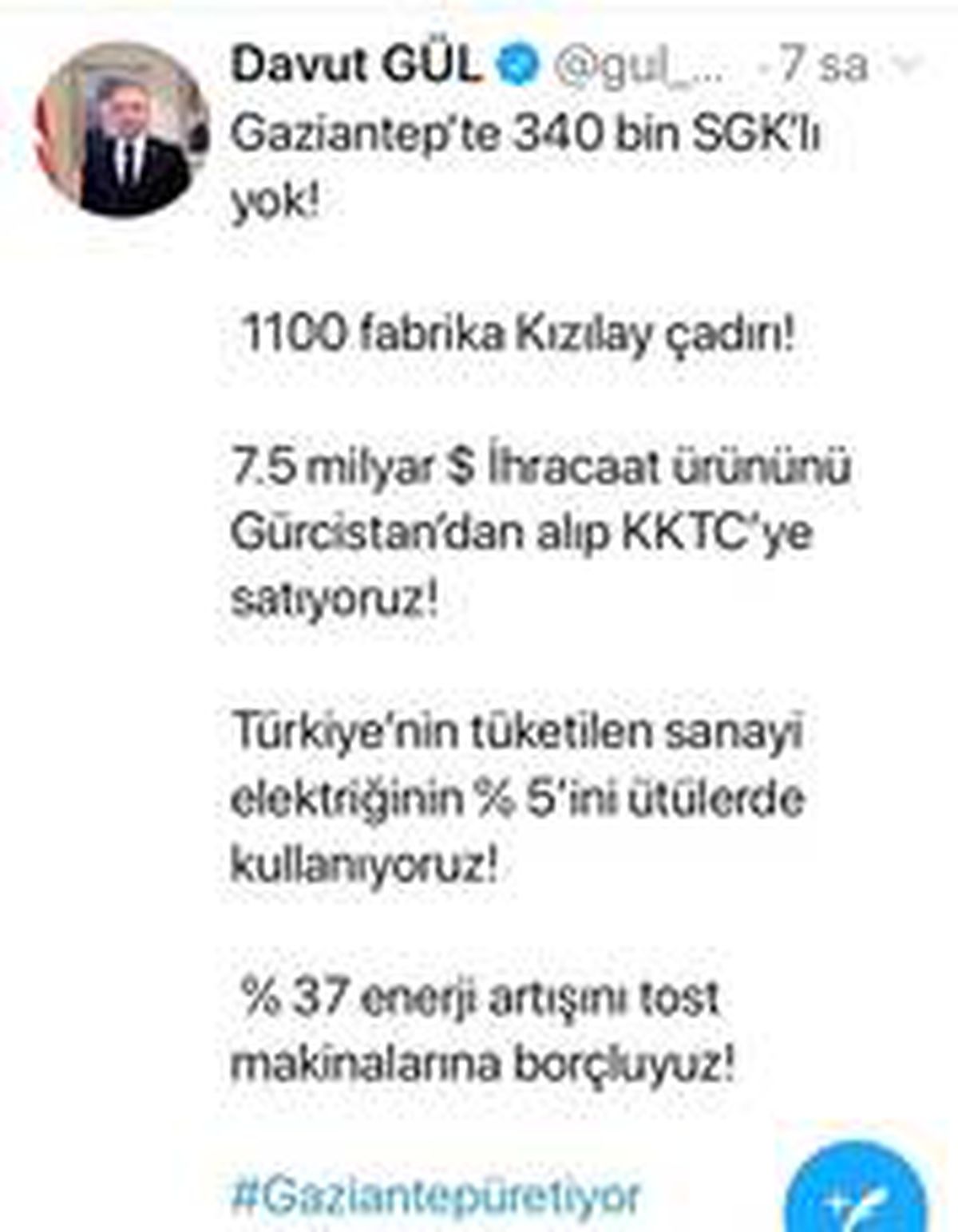 Vali Gül\'den imalı paylaşım