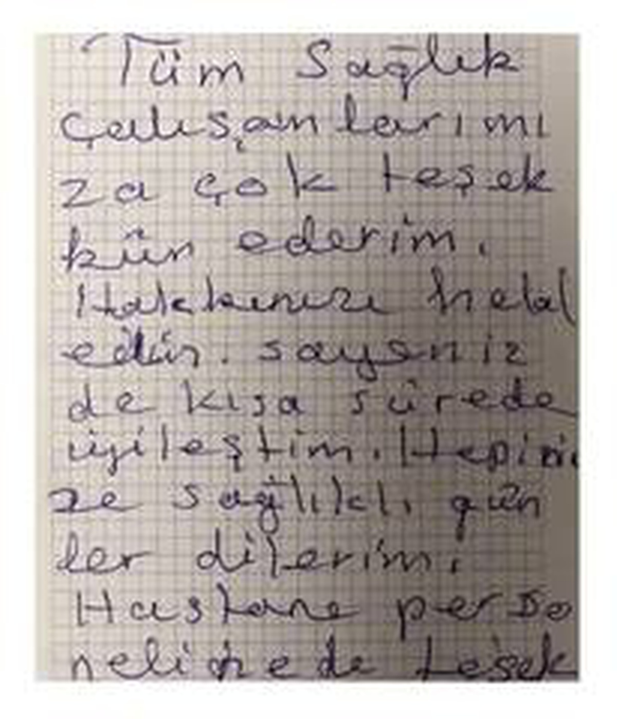 Covid-19 hastasından duygulandıran mektup