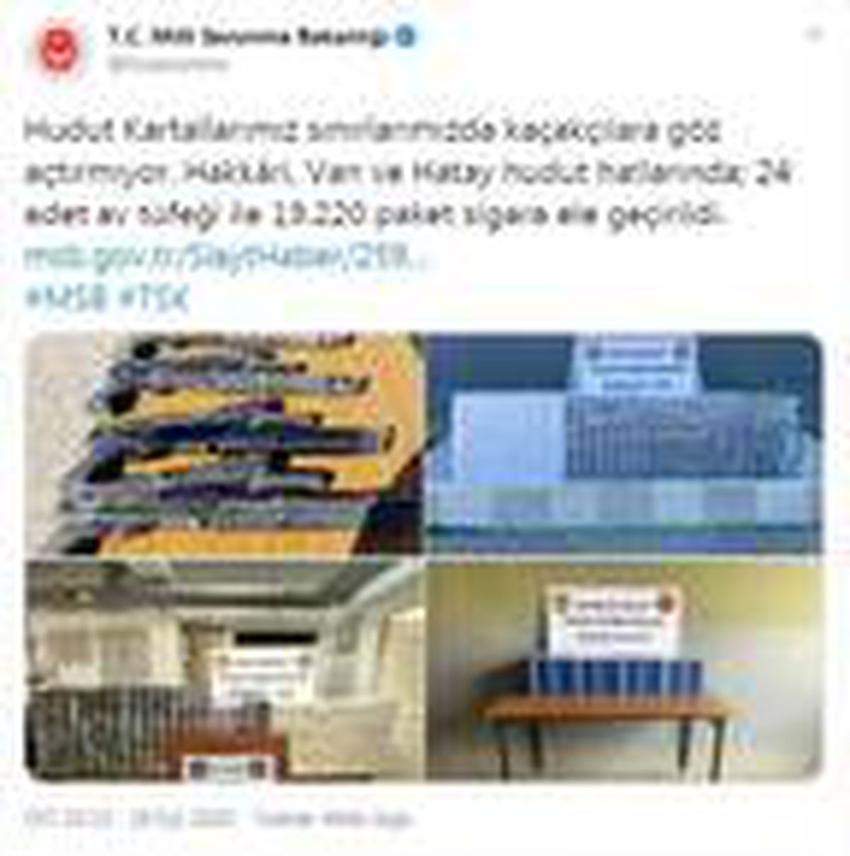 MSB: Hudut hatlarında 19 bin 220 paket kaçak sigara ele geçirildi