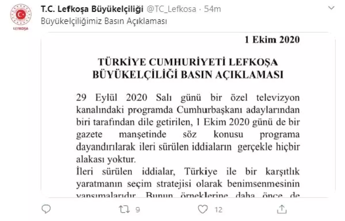 Türkiye Lefkoşa Büyükelçiliği\'nden KKTC\'ye seçim uyarısı: Türkiye seçim malzemesi yapılmamalı