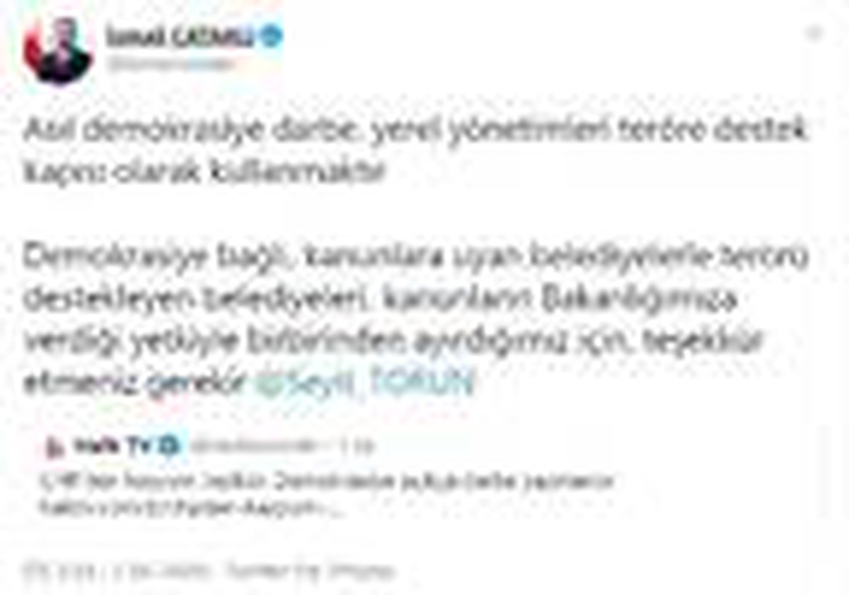 \'Demokrasiye asıl darbe, yerel yönetimleri teröre destek kapısı olarak kullanmak\'