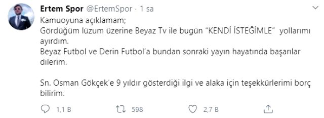 Sunucu Ertem ener, Beyaz TV'den istifa etti!