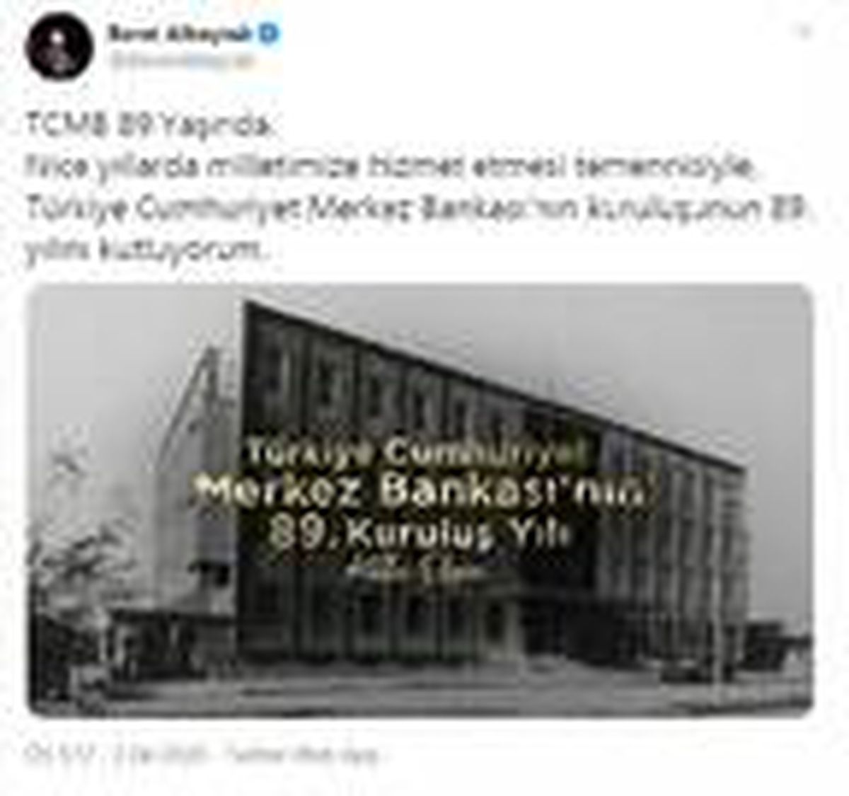 Son dakika: Bakan Albayrak\'tan, \'TCMB\' paylaşımı