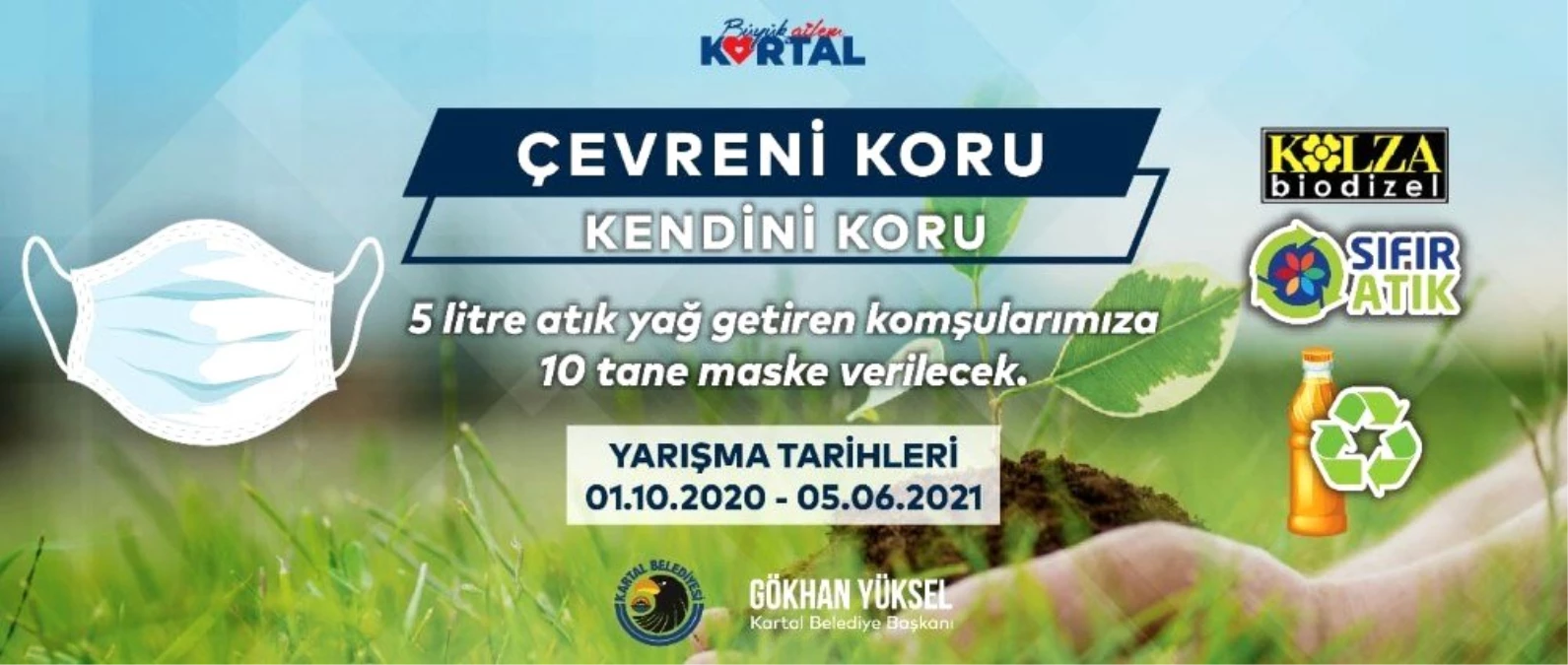 Kartal Belediyesi, atık yağını getiren vatandaşlara medikal maske veriyor