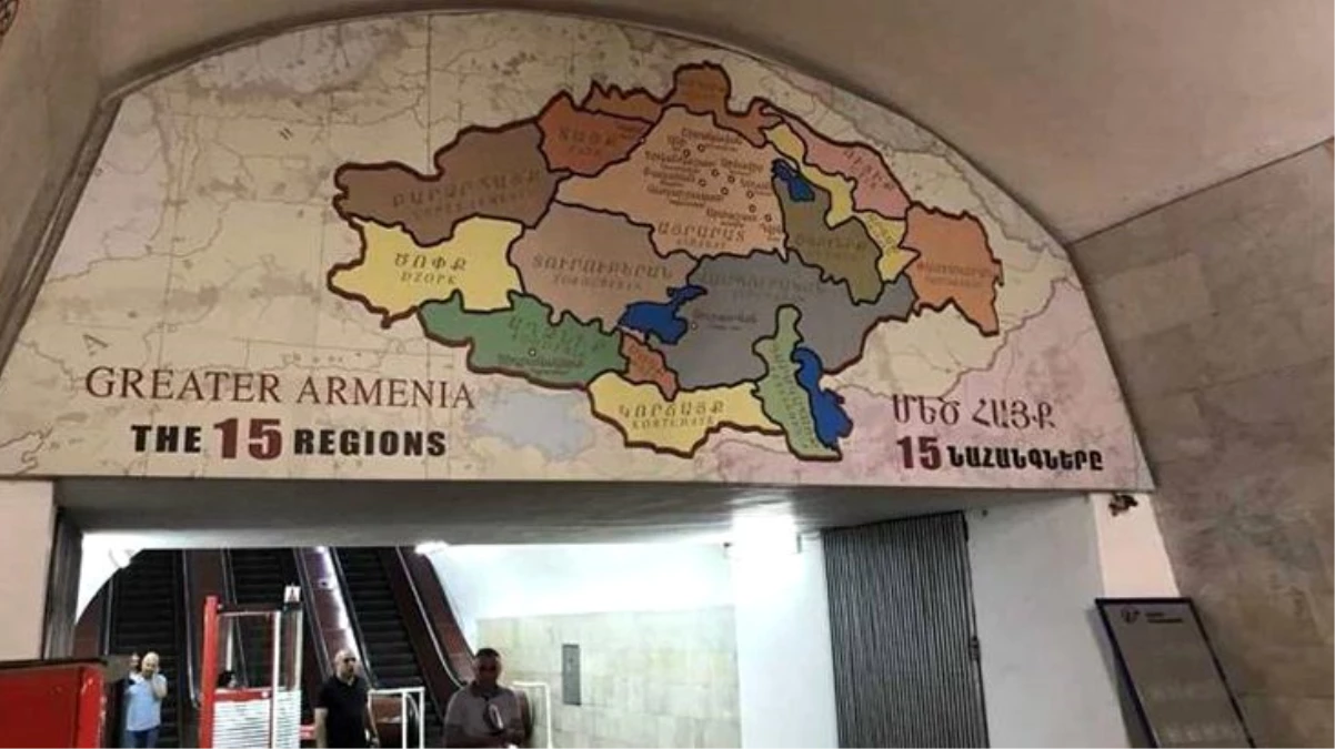 Erivan\'daki metroda yer alan skandal harita, Türk topraklarını Ermenistan\'da gösteriyor