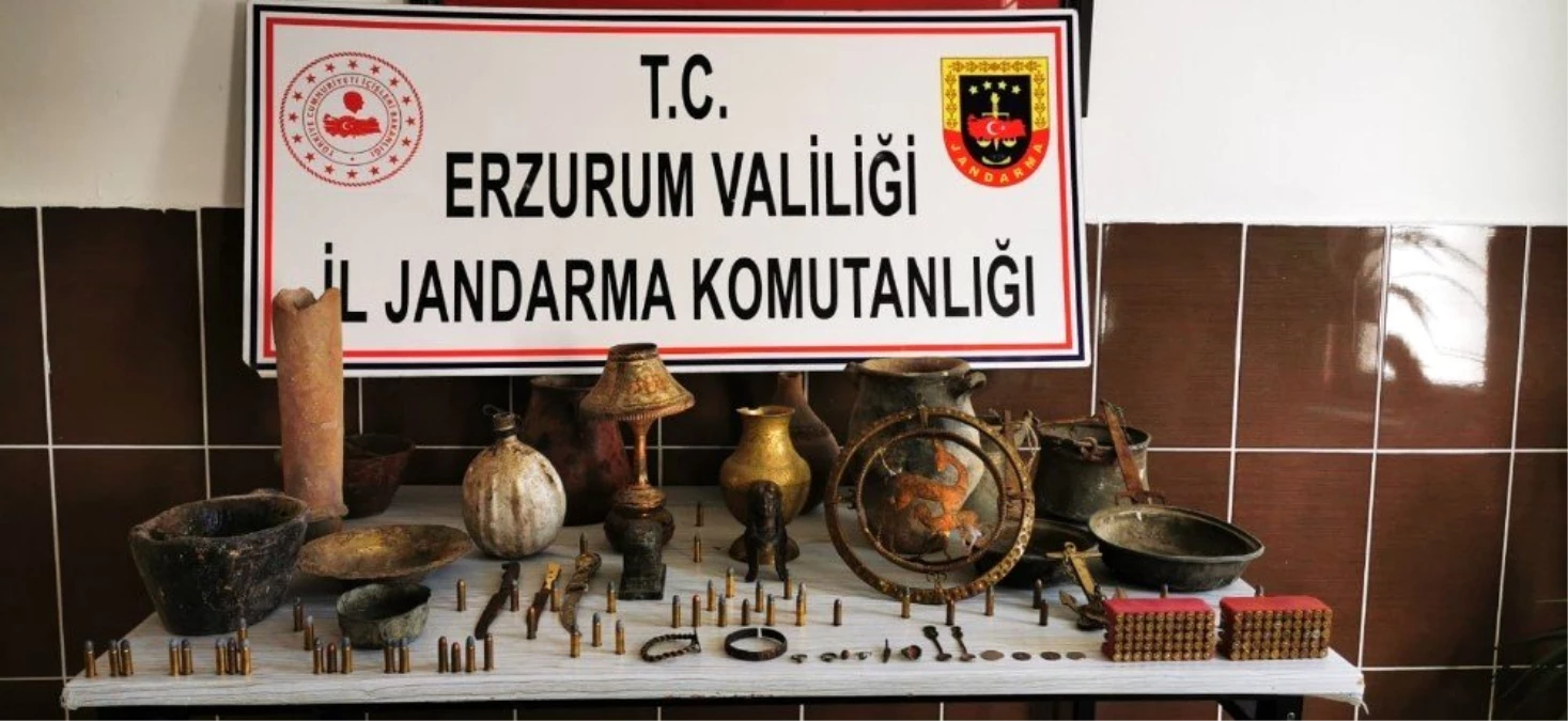 Erzurum\'da bir kişi çok sayıda tarihi eser ile yakalandı