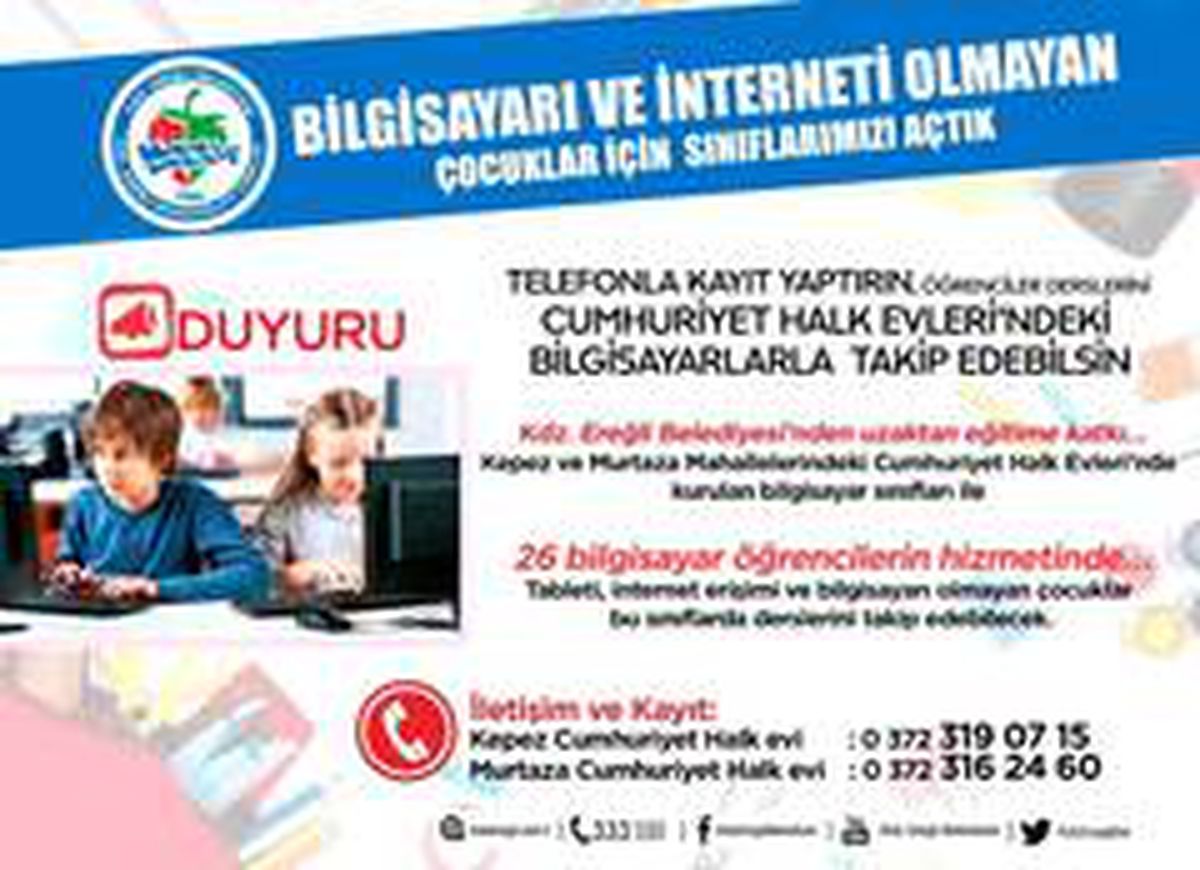 Kdz.Ereğli Belediyesi\'nden uzaktan eğitime katkı