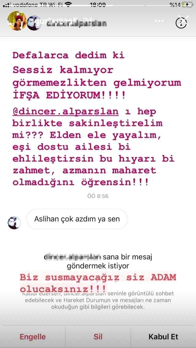Oyuncu Aslıhan Gürbüz, erkek takipçisinin müstehcen mesajını ifşa etti