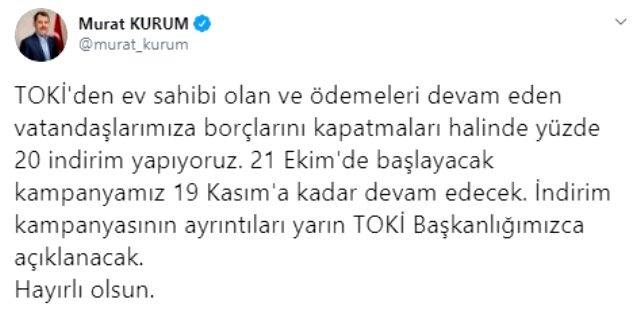 Son Dakika: TOKİ'den ev alanlara müjde! Borçlarını kapatanlara yüzde 20 indirim yapılacak