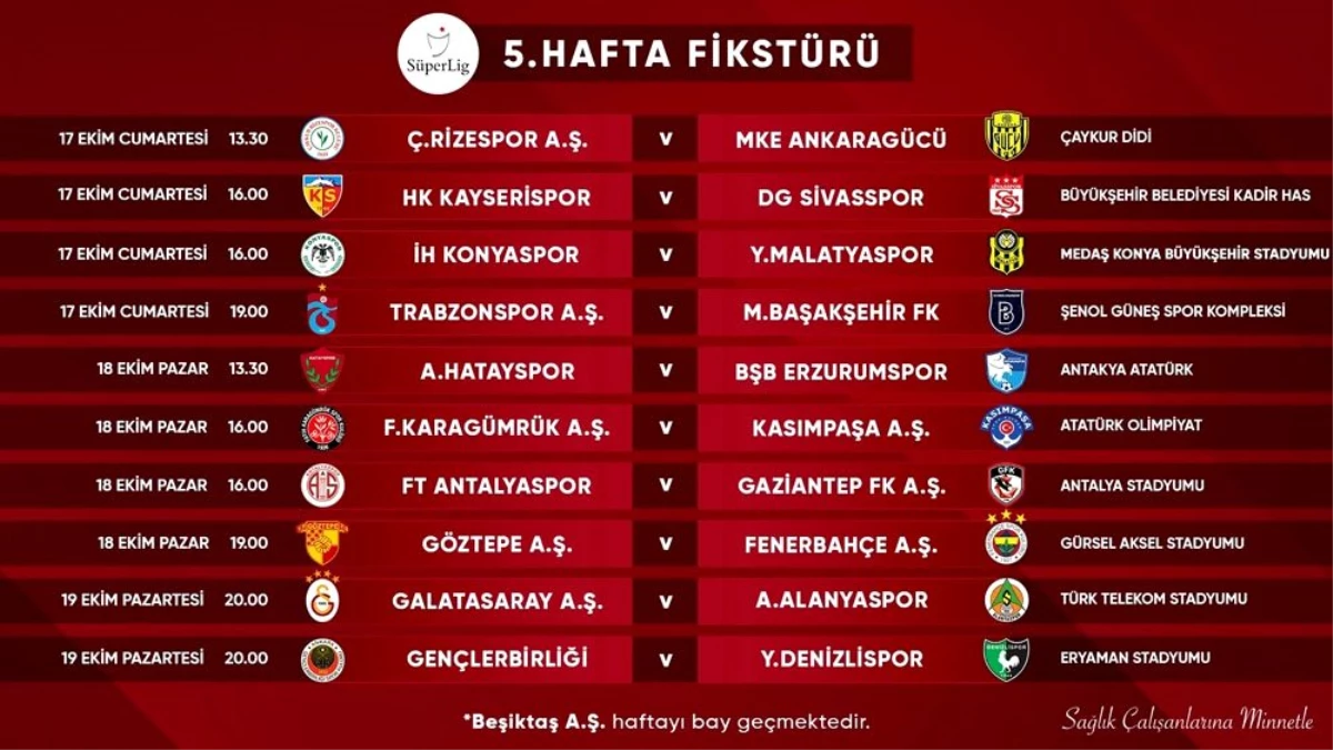 Süper Lig\'de 5, 6, 7 ve 8. haftaların programları açıklandı