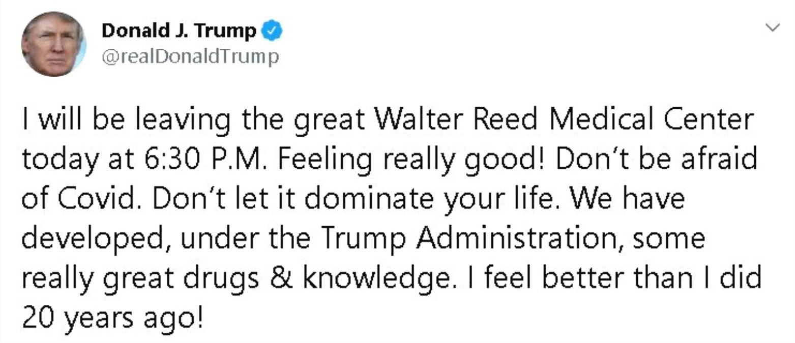 Trump: "Bugün harika Walter Reed Tıp Merkezi\'nden ayrılıyorum"