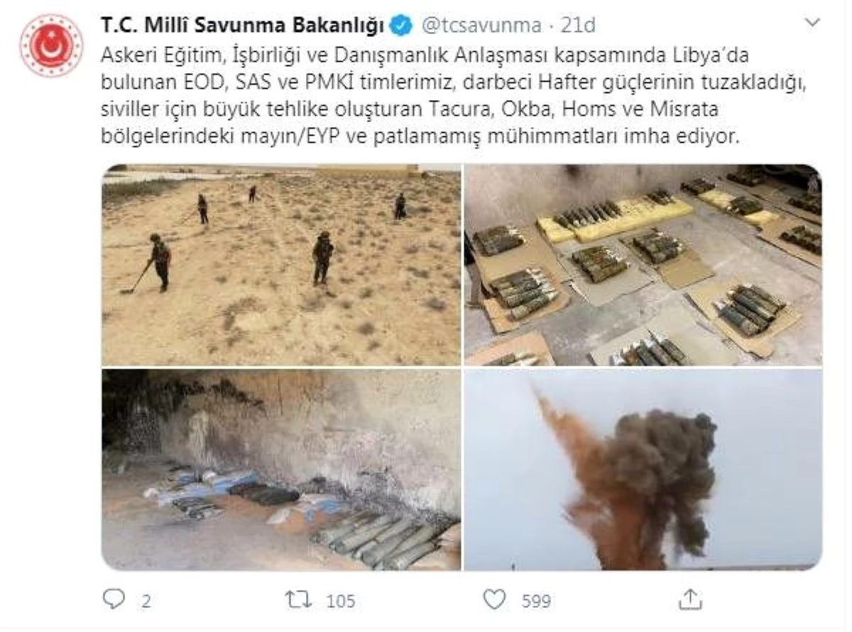 MSB: Libya\'da tuzaklanan patlayıcılar imha edildi