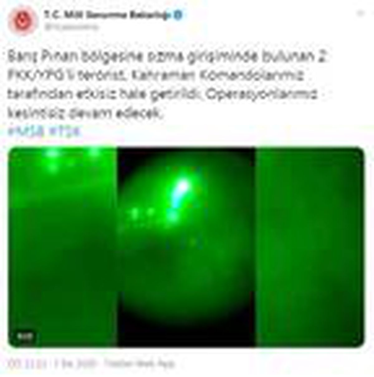 Barış Pınarı bölgesine sızma girişiminde bulunan 2 terörist etkisiz hale getirildi