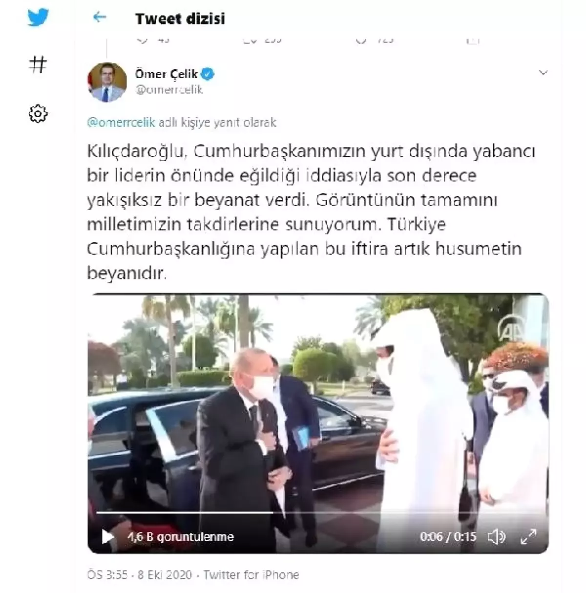 AK Parti\'li Çelik: Kılıçdaroğlu\'nun, yalan siyasetine başvurmasını kınıyoruz