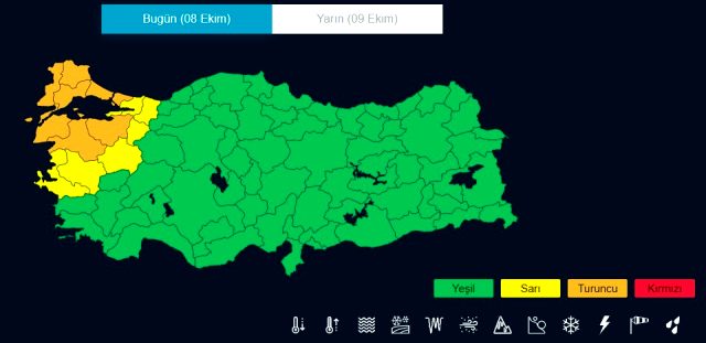 Meteoroloji'den, İstanbul'un da içinde olduğu 7 il için dolu ve fırtına uyarısı