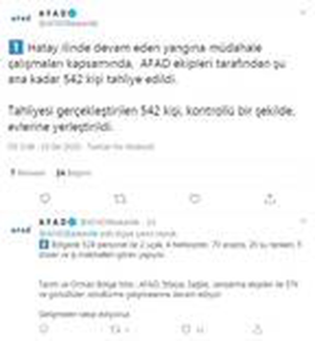 AFAD: Hatay\'da şu ana kadar 542 kişi tahliye edildi