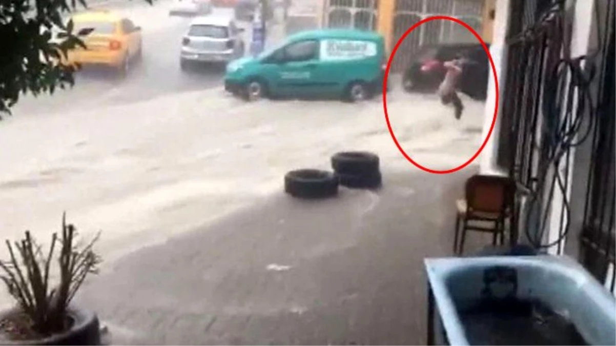 İzmir\'de sağanak yağmur hayatı felç etti! Bir kadın nehre dönen sokakta sele kapıldı