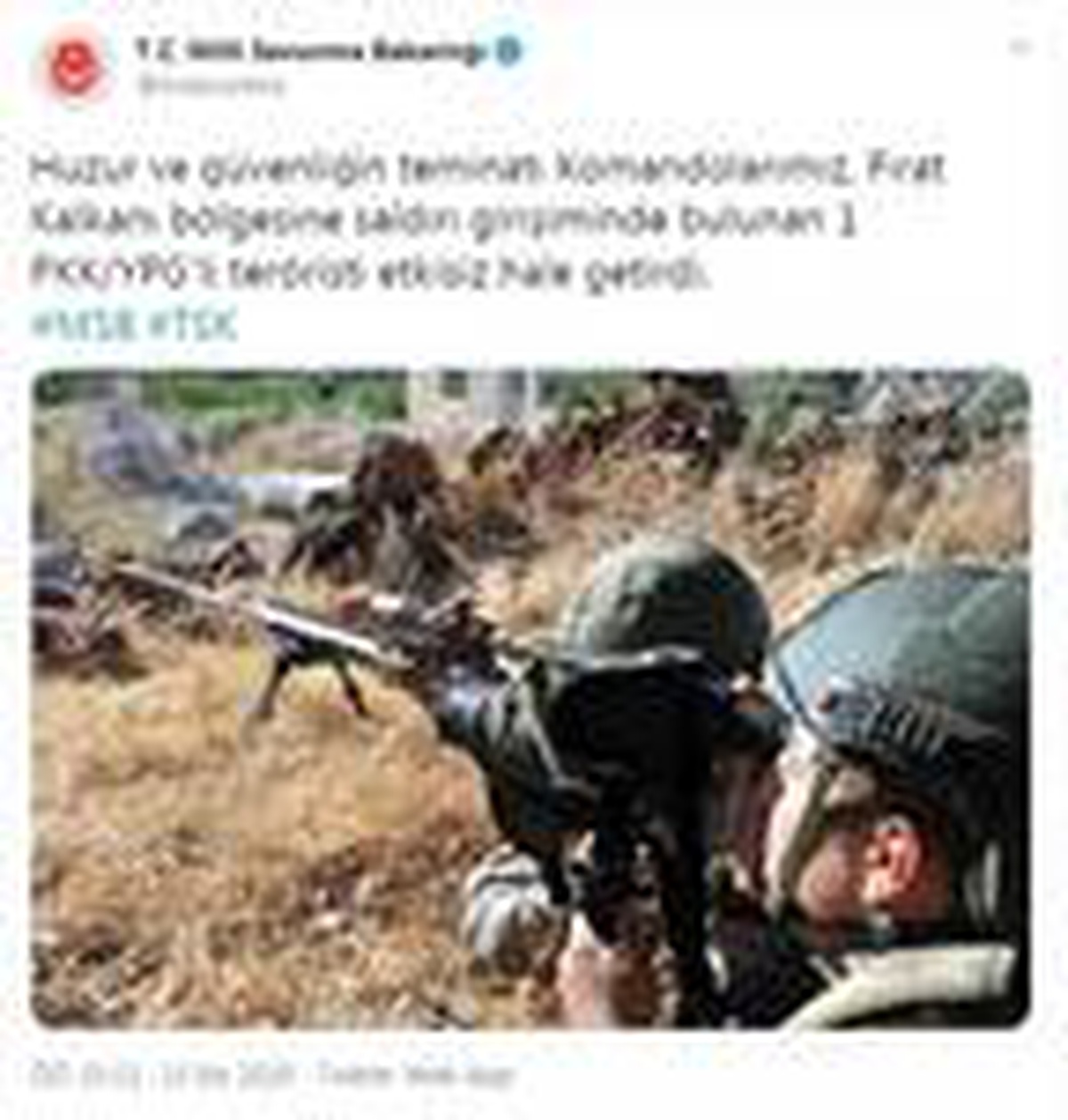 Son dakika haberi | MSB: 1 PKK/YPG\'li terörist etkisiz hale getirildi