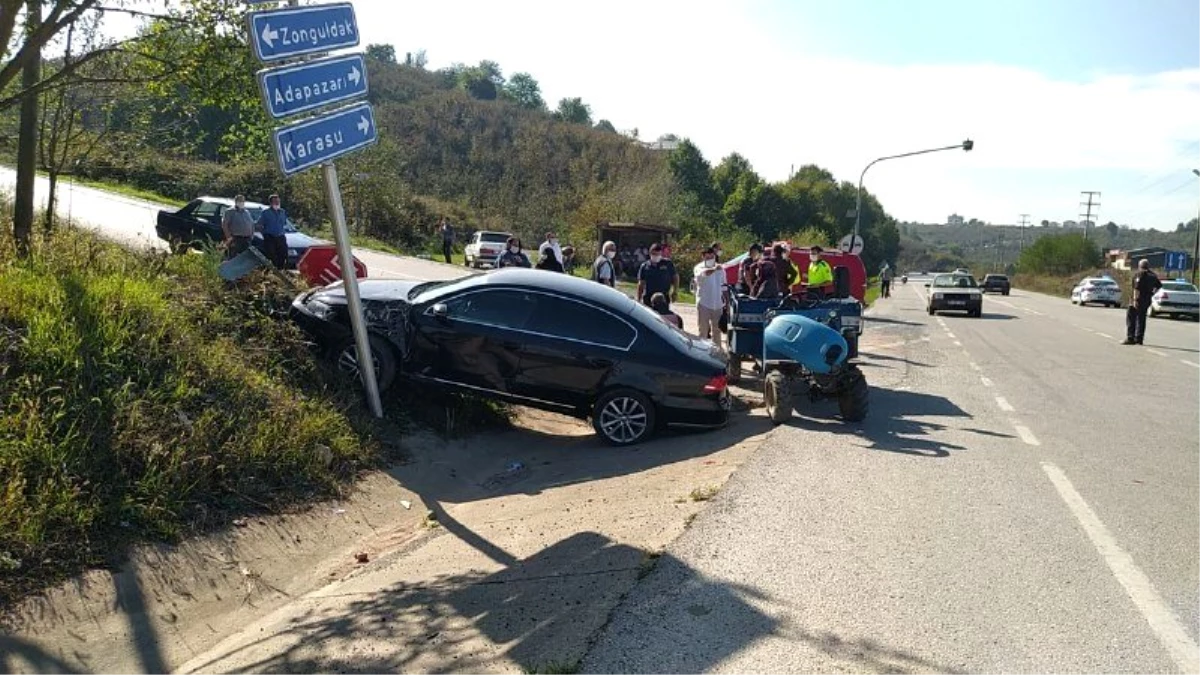 Tarım aracı ile otomobil çarpıştı 1 kişi yaralandı