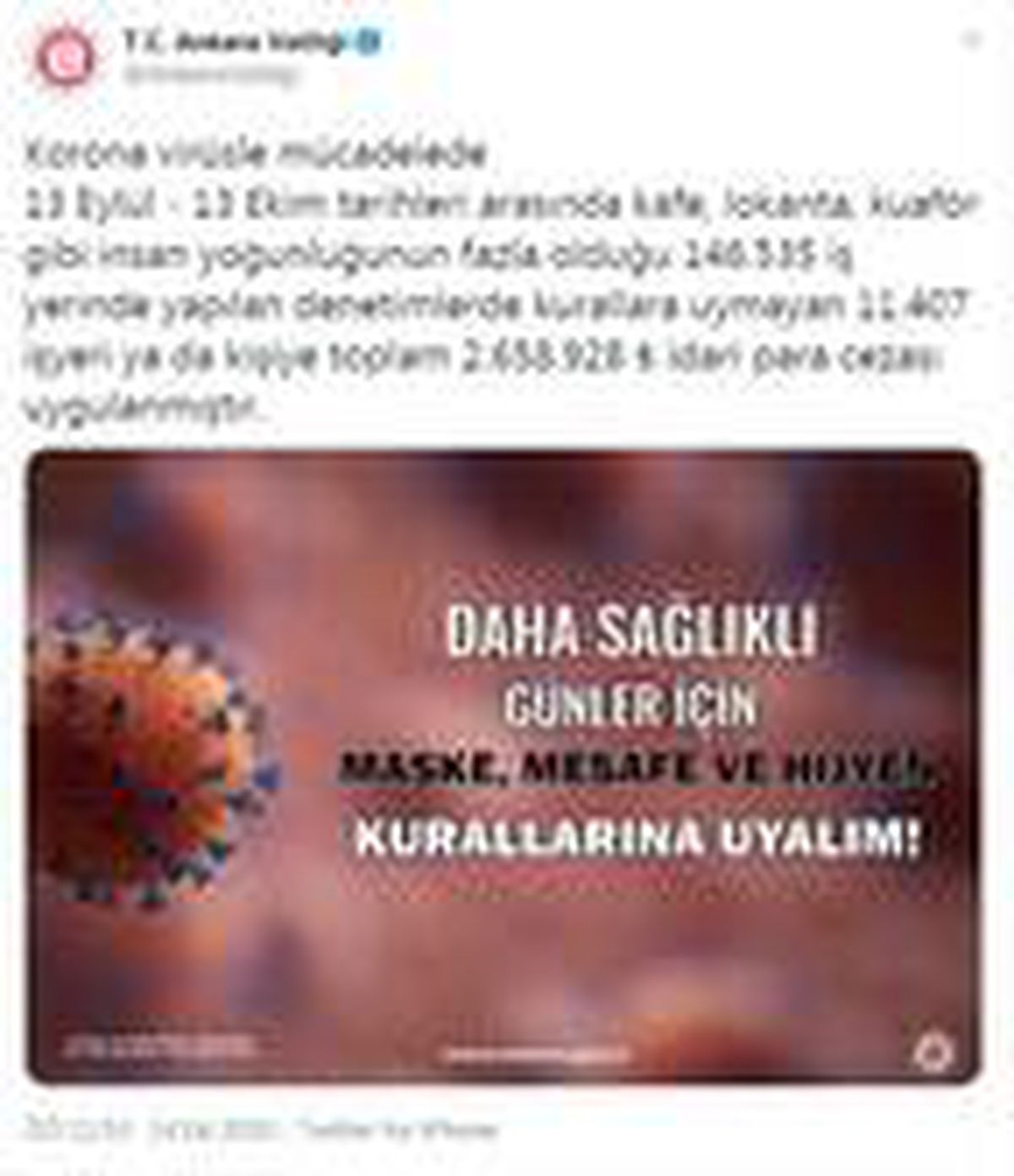 Son dakika haberi | Başkentte 1 ayda 2,5 milyon lira \'koronavirüs\' cezası