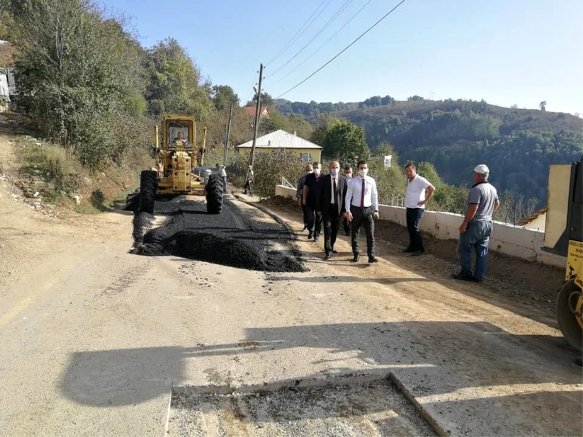 Düzce\'de köylerde yapılan asfalt çalışmalarında inceleme