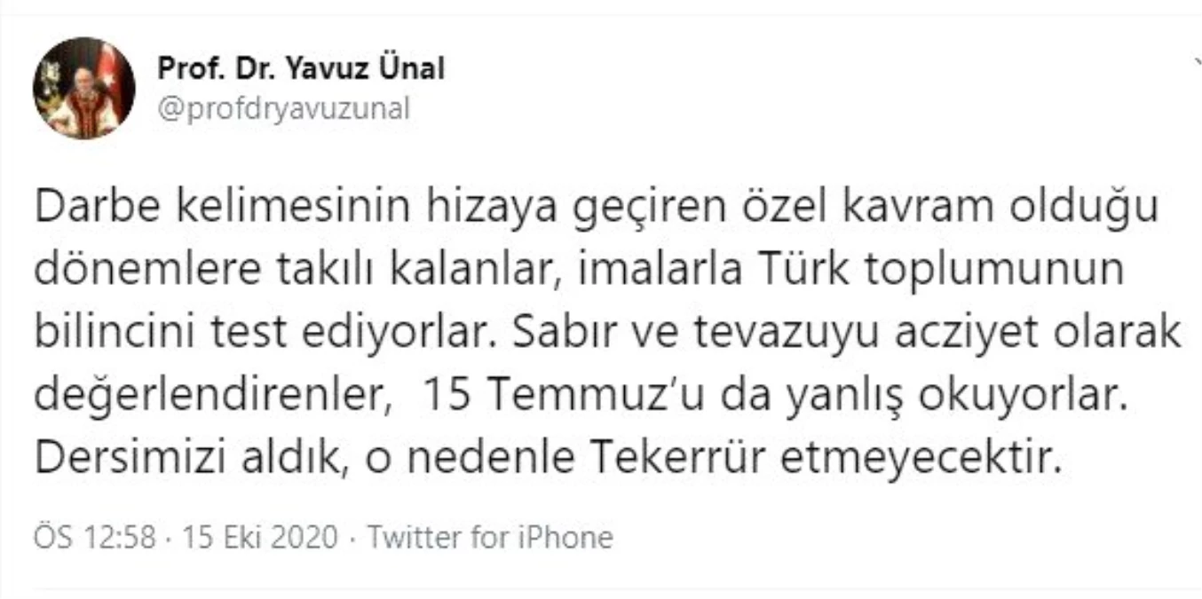 Rektör Ünal: "İmalarla Türk toplumunun bilincini test ediyorlar"