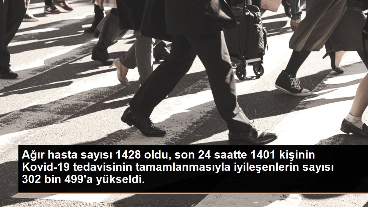 Son dakika sağlık: Ağır hasta sayısı 1428 oldu, son 24 saatte 1401 kişinin Kovid-19 tedavisinin tamamlanmasıyla iyileşenlerin sayısı 302 bin 499\'a yükseldi.