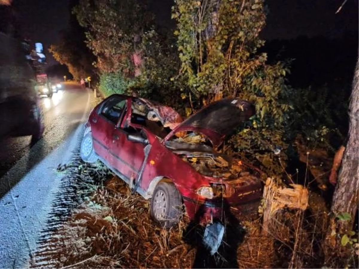 Otomobil, taklalar atarak ağaca çarptı: 2 ağır yaralı
