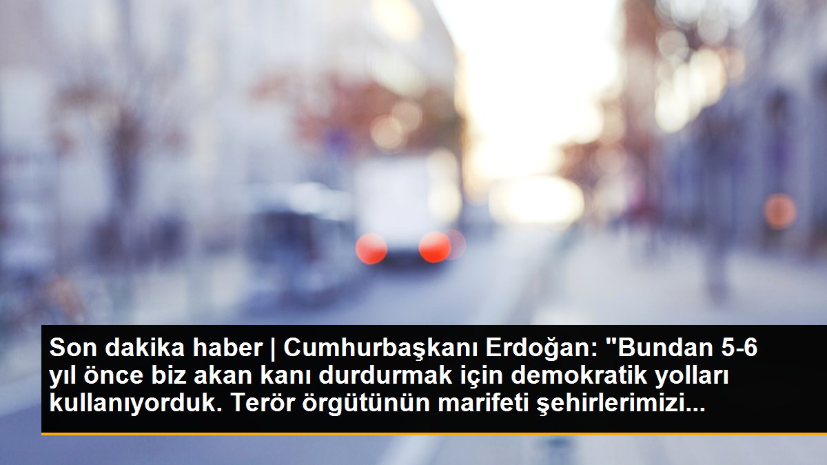 Son dakika haber | Cumhurbaşkanı Erdoğan: "Bundan 5-6 yıl önce biz akan kanı durdurmak için demokratik yolları kullanıyorduk. Terör örgütünün marifeti şehirlerimizi...