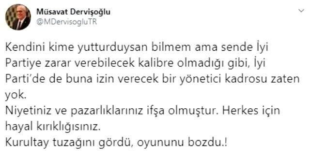 İYİ Parti Grup Başkanvekili Müsavat Dervişoğlu'ndan Ümit Özdağ'a jet yanıt: Niyetiniz ve pazarlıklarınız ifşa olmuştur