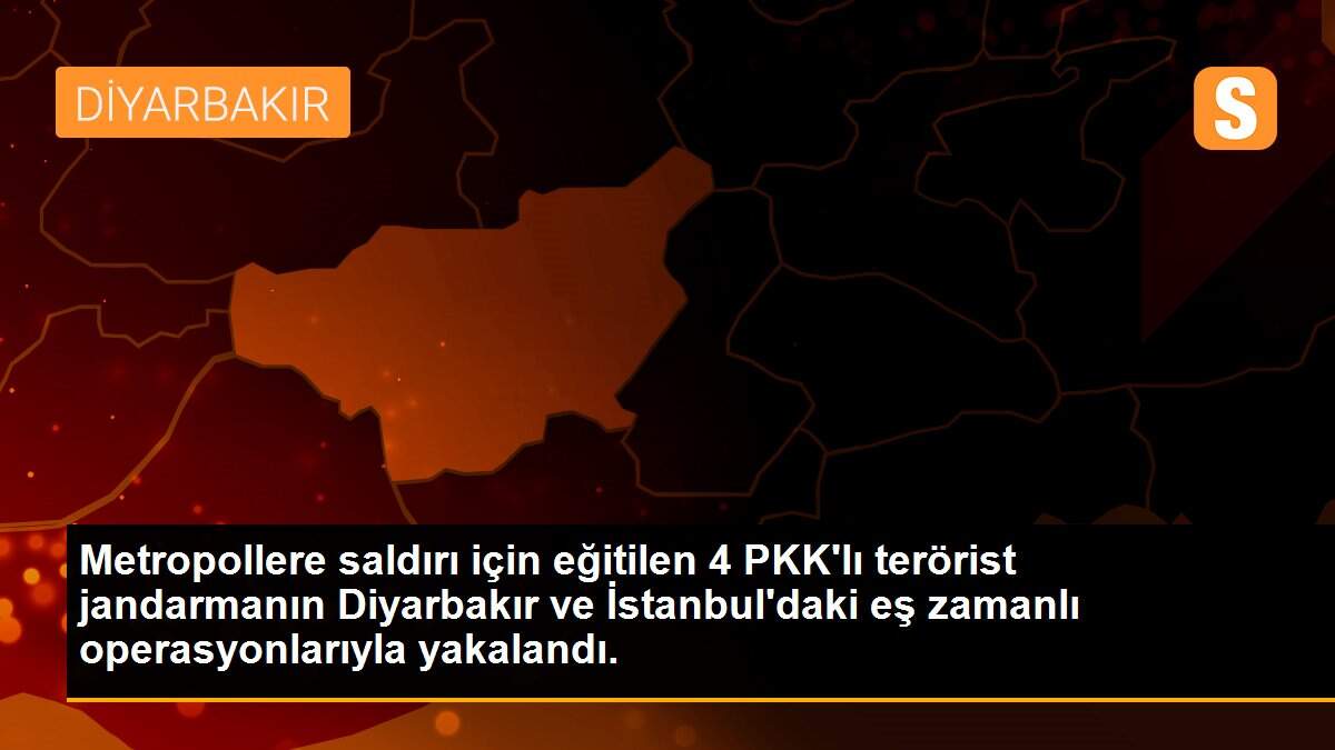 Metropollere saldırı için eğitilen 4 PKK\'lı terörist jandarmanın Diyarbakır ve İstanbul\'daki eş zamanlı operasyonlarıyla yakalandı.