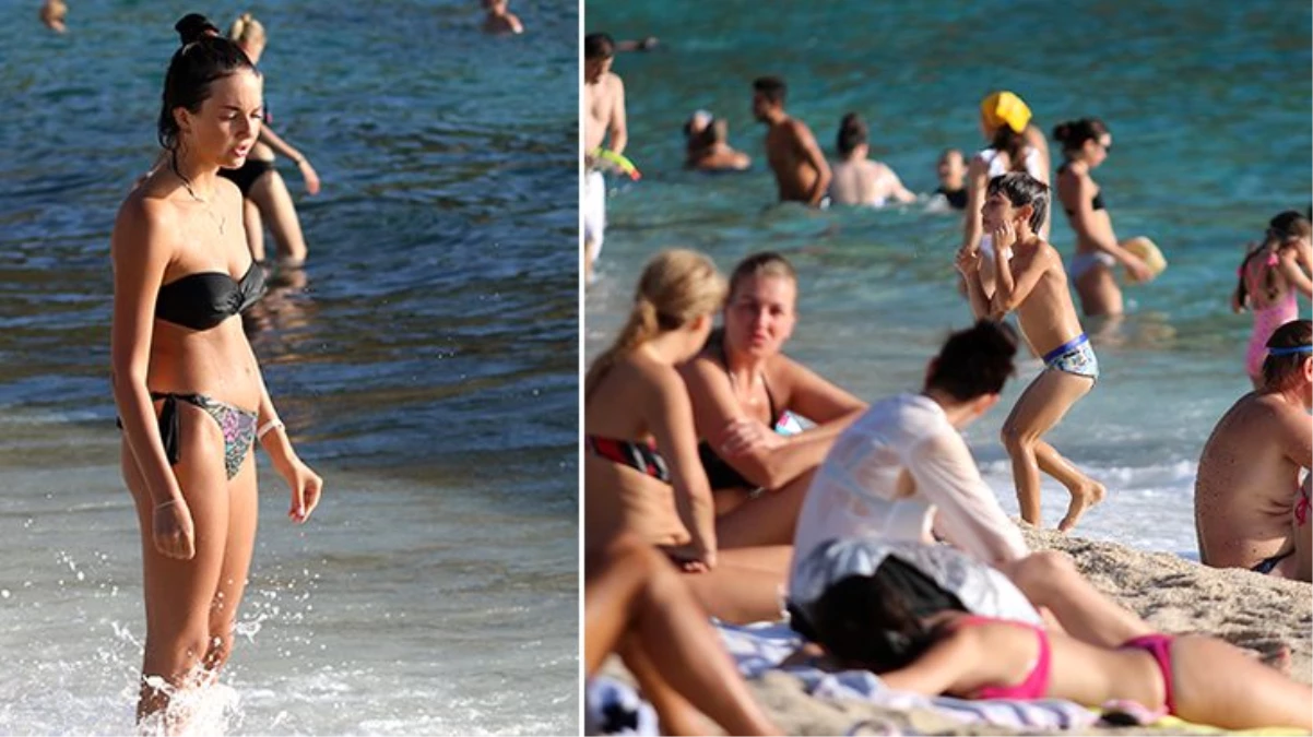 Bu görüntüler bugün çekildi! Alanya\'da sahiller yaz aylarını aratmadı