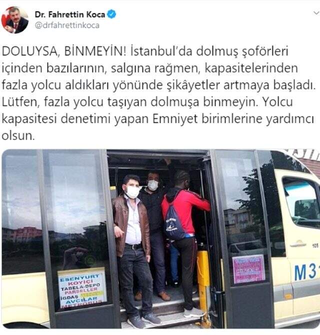 Bakan Koca'nın işe giden vatandaşlar için sunduğu çözüm önerisi yorum bombardımanına tutuldu Bakan Koca'nın işe giden vatandaşlar için sunduğu çözüm önerisi yorum bombardımanına tutuldu