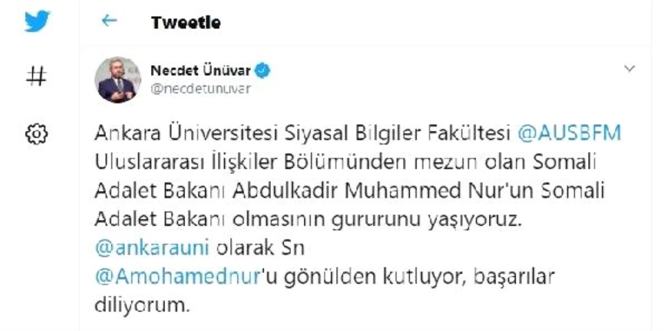 Somali Adalet Bakanı, Ankara Üniversitesi mezunu çıktı