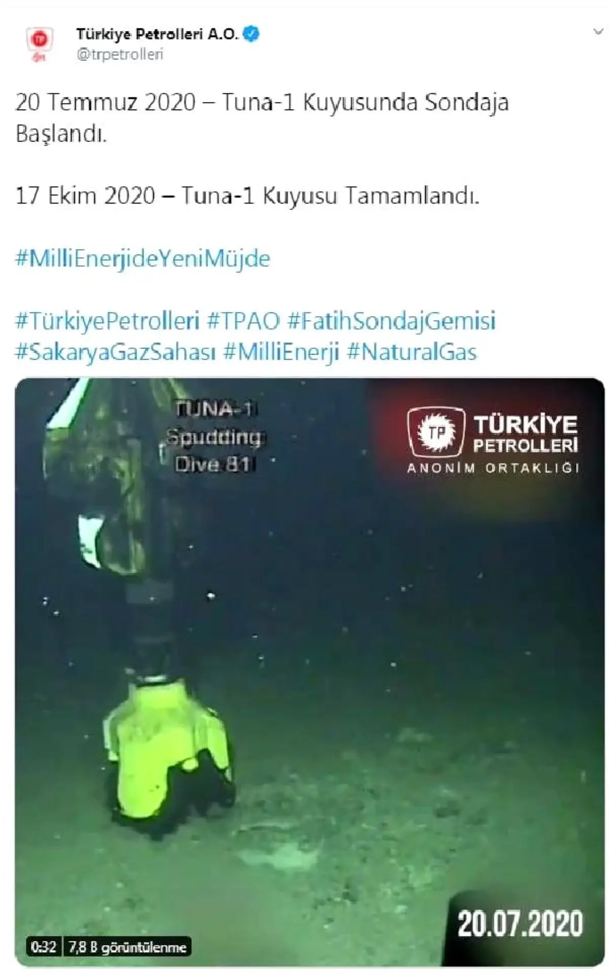 TPAO, Karadeniz\'deki sondaj çalışmalarının görüntülerini paylaştı