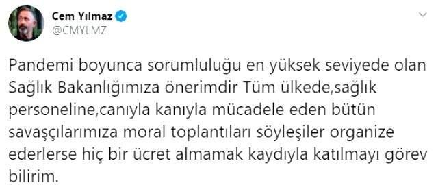 Bakan Koca, Cem Yılmaz'ın sağlık çalışanlarıyla ilgili çağrısına olumlu yanıt verdi