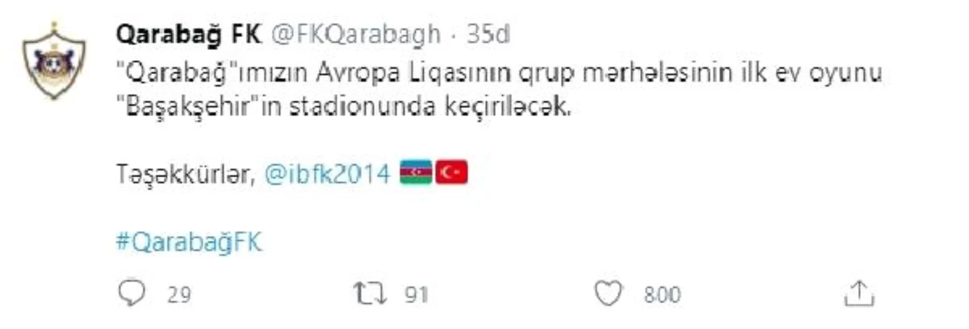 Karabağ, Avrupa Ligi maçını İstanbul\'da oynayacak