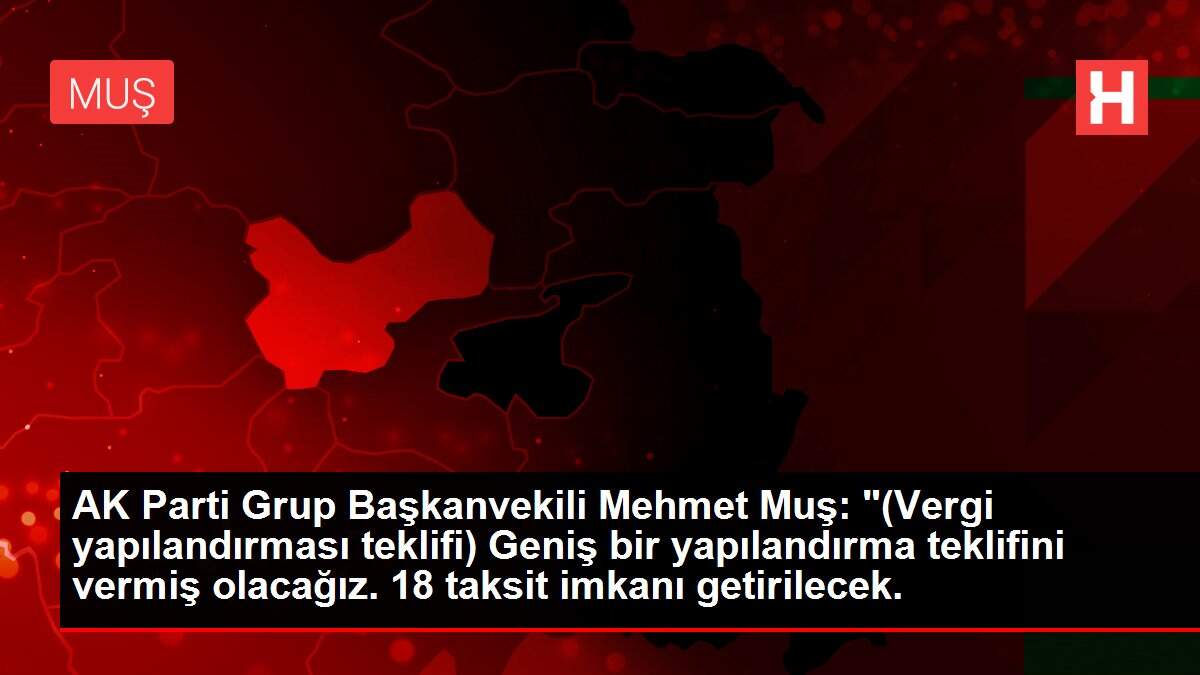 AK Parti Grup Başkanvekili Mehmet Muş: '(Vergi yapılandırması teklifi) Geniş bir yapılandırma teklifini vermiş olacağız. 18 taksit imkanı getirilecek.