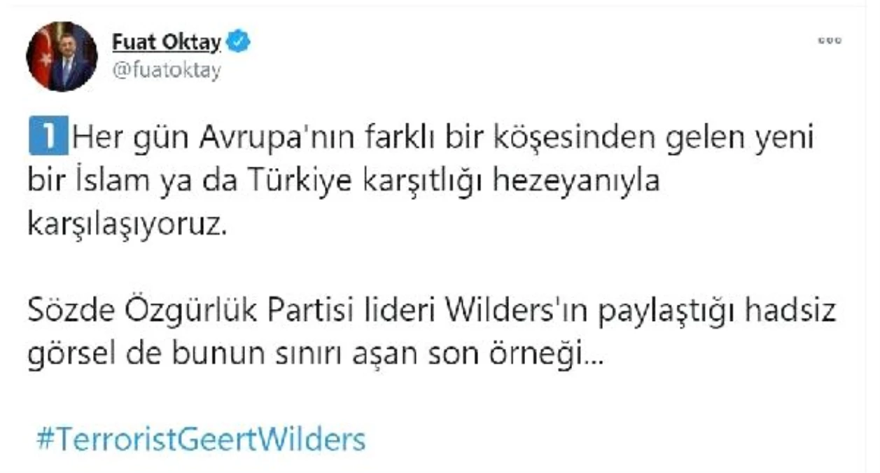 Cumhurbaşkanı Yardımcısı Oktay\'dan Wilders\'a tepki