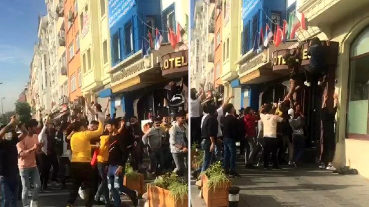 Fatih\'te yabancı uyruklu bir grup, otel ve restoranlarda asılı Fransa bayraklarını indirdi