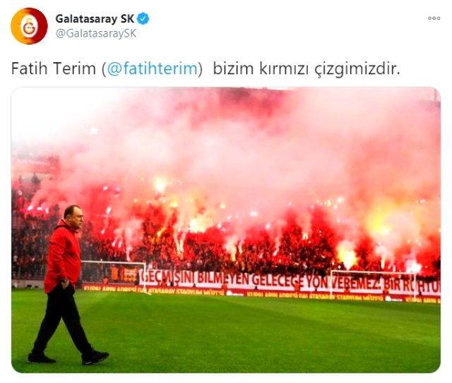 Galatasaray'dan Fatih Terim tweeti: Bizim kırmızı çizgimizdir
