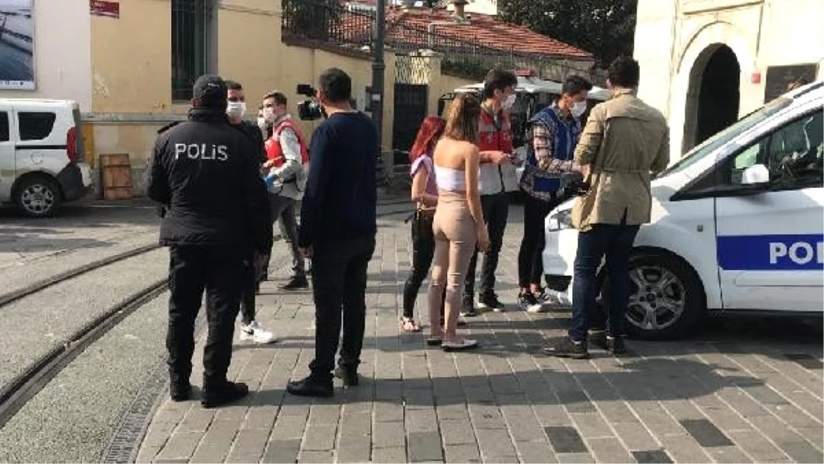 Taksim\'de maske denetimi; Drone tespit etti polis ceza kesti