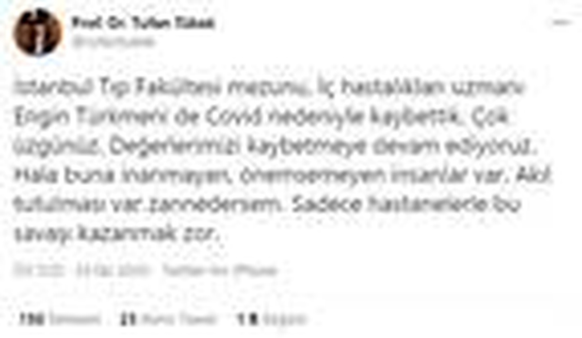 İç Hastalıkları Uzmanı Engin Türkmeni Covid-19 nedeniyle hayatını kaybetti