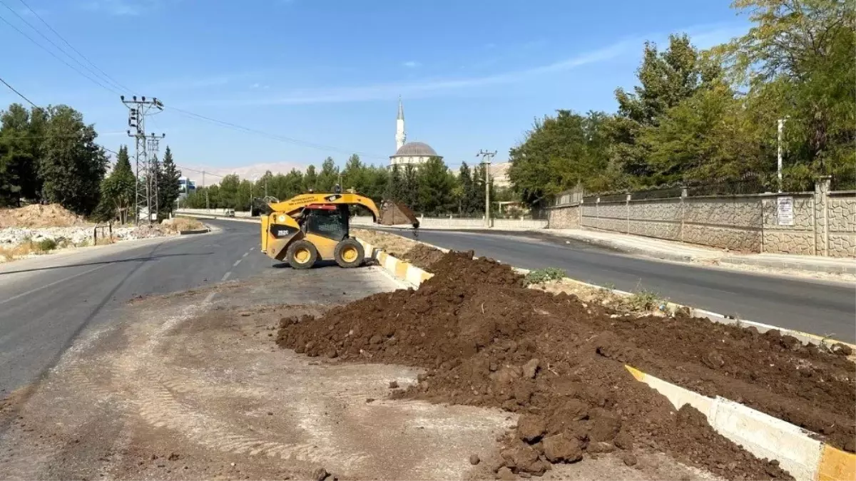 Organize Sanayi Caddesinde ağaçlandırma çalışması