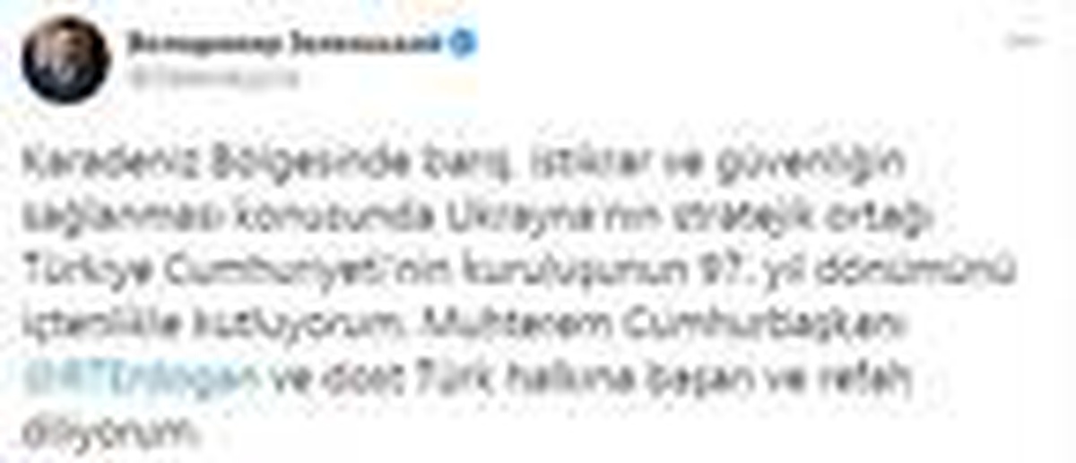 Ukrayna lideri Zelenskiy\'den 29 Ekim Cumhuriyet Bayramı mesajı