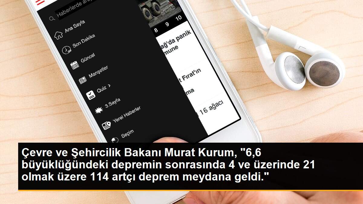 Son Dakika | Çevre ve Şehircilik Bakanı Murat Kurum, "6,6 büyüklüğündeki depremin sonrasında 4 ve üzerinde 21 olmak üzere 114 artçı deprem meydana geldi."